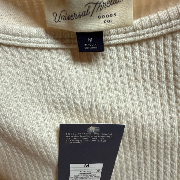 Universal Thread Cream Ribbed Short Sleeve Top - Picture 4 of 4